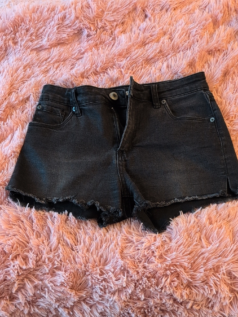 STS Blue Black Frayed Denim Cutoff Shorts